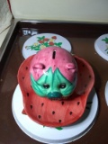 Novelty Strawberry Piggy Bank and Underplate