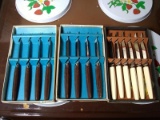 3 Sets of Plastic Handled Steak Knives