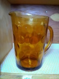 Vintage MCM Amber Thumbprint Pitcher