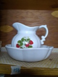 Miniature Strawberry Pitcher and Bowl