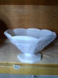 Vintage Milk Glass Grape and Leaf Compote