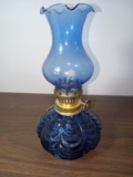 Miniature Cobalt Blue Lincoln Drape Oil Lamp