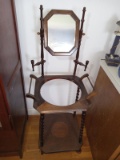 Mahogany Style Wash Bowl and Pitcher Stand with Mirror
