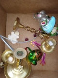 BL - Brass Candlesticka and Metal Frog Ornaments