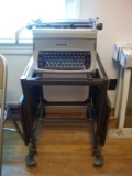 Vintage Rolling Typewriter Table with Underwood Typewriter