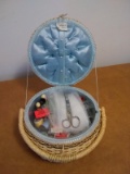 Wicker Handled Sewing Basket with Notions