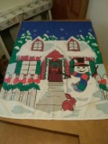 Nylon Garden Flag - Snowman and House
