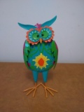 Painted Novelty Metal Owl Figure