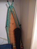 Corner Cleanout-- Ironing Board, Grab Stick, Canvas Chair