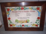 Framed Printed Cloth Happy Home Recipe