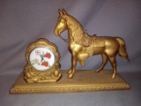 Vintage Spelter horse Clock