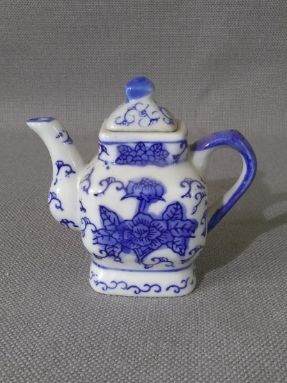 Blue and White Decorated Miniature Tea Pot