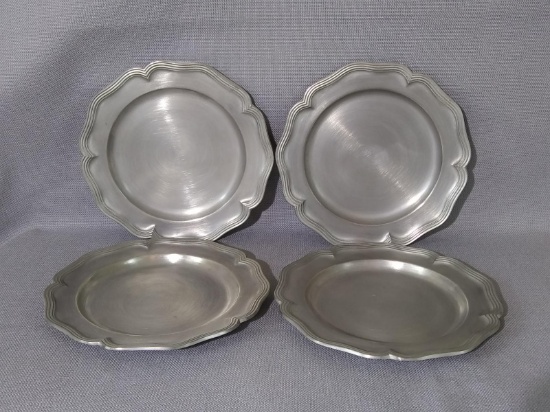 Collection 4 Pewter Luncheon Plates