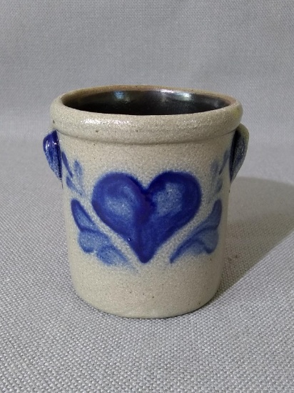 Blue Decorated Rowe Pottery Crock