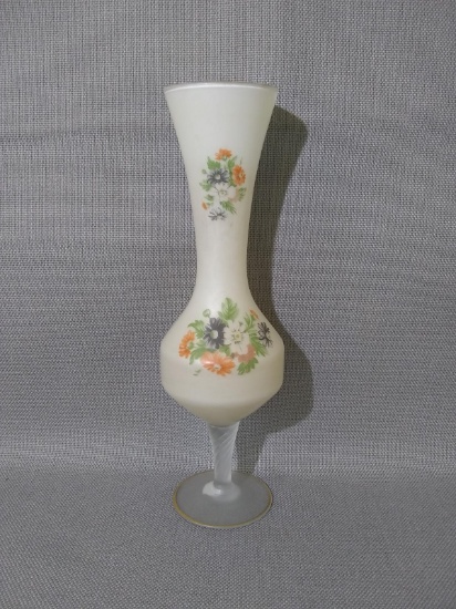 Vintage Hand painted and Satin Bud Vase