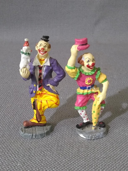 Pair Hand painted Lead Clown Figures