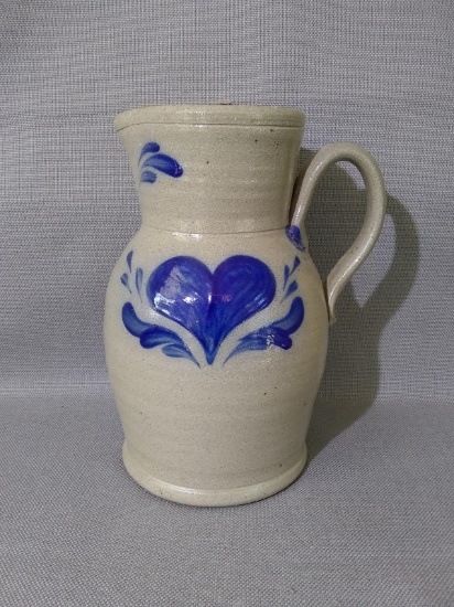 Blue Decorated Rowe Pottery Pitcher