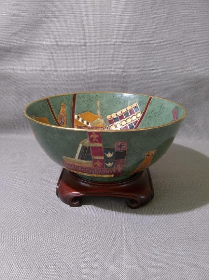 Oriental Decorated Bowl with Stand