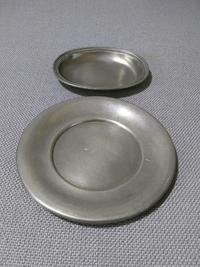 (2) Pewter Miniature Plates