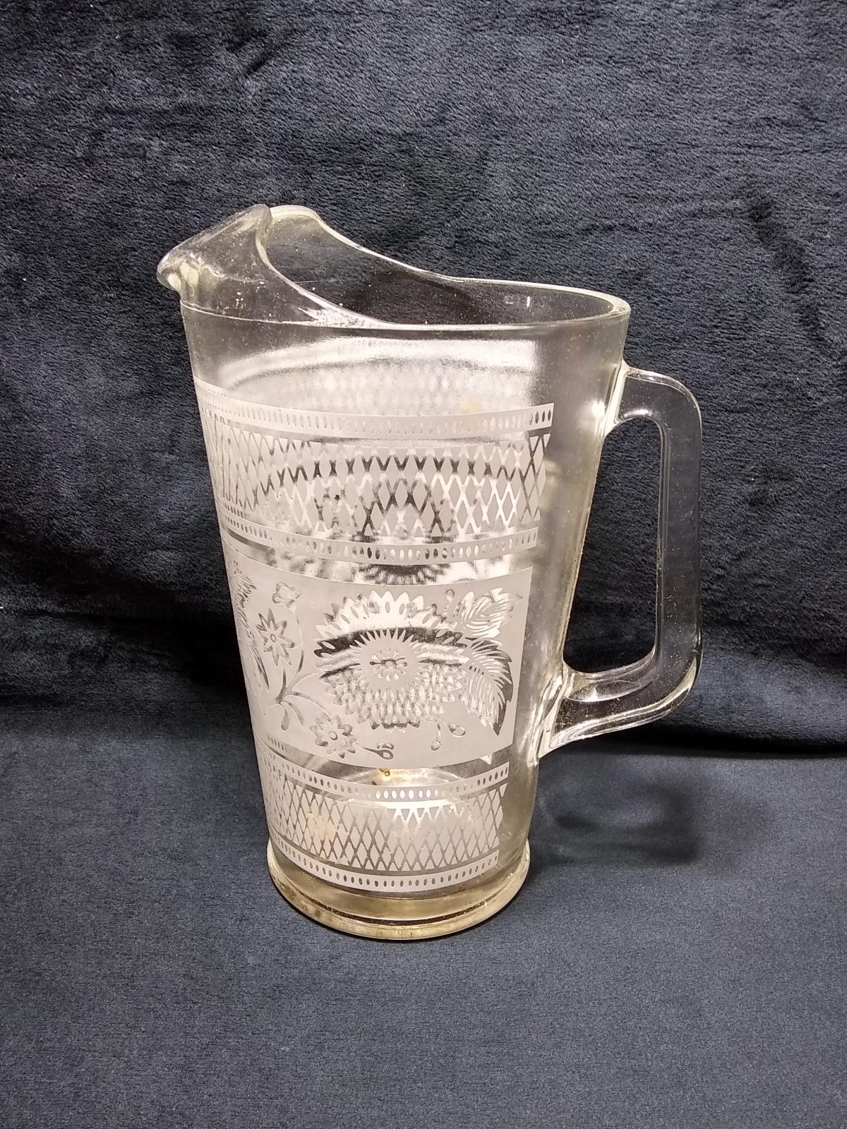 Vintage Glass Water Pitcher With White Overlay Proxibid 1068