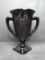 Black Amethyst Double Handle Ruffled Edge Trophy Vase