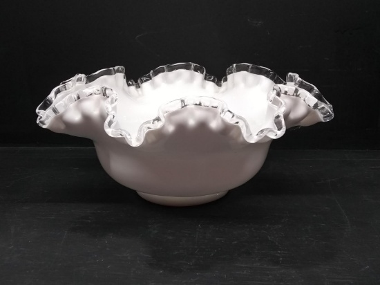 Fenton Milk Glass Silver Crest Bowl