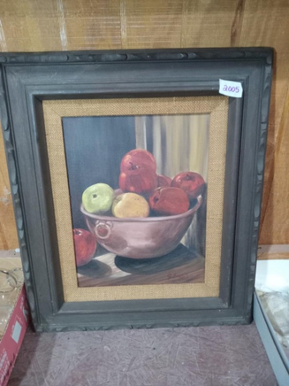 BL-Framed Oil on Canvas-Still Life of Fruit-Signed
