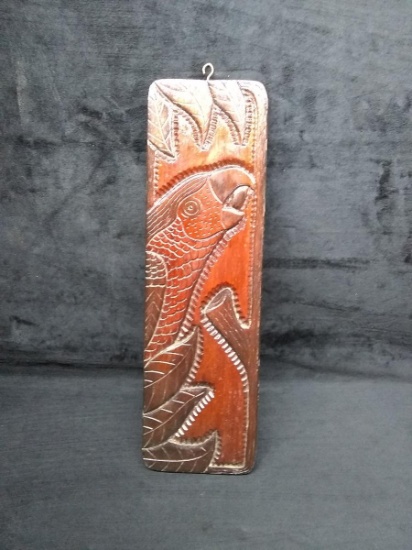 Carved Wooden Plaque - Parrot