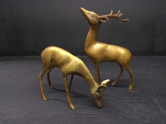 Pair Brass Deer Decor
