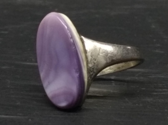 Sterling Silver Ring w/ Polished Amethyst Stone
