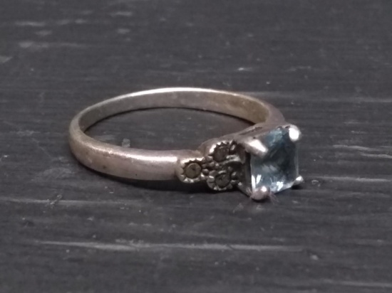 Sterling Silver Ring w/ Aquamarine Stone