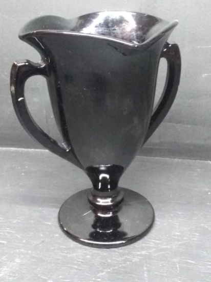 Large Black Amethyst Double Handle Trophy Vase