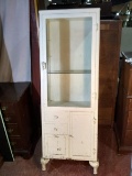 Antique Metal and Glass Medical Storage Cabinet