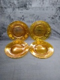 Collection 4 Amber Etched Luncheon Plates