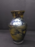 Studio Art Glass Reverse Painted Vase