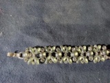 Vintage Green Satin Rhinestone Bracelet