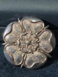 Vintage TK Sterling Silver Flower Brooch