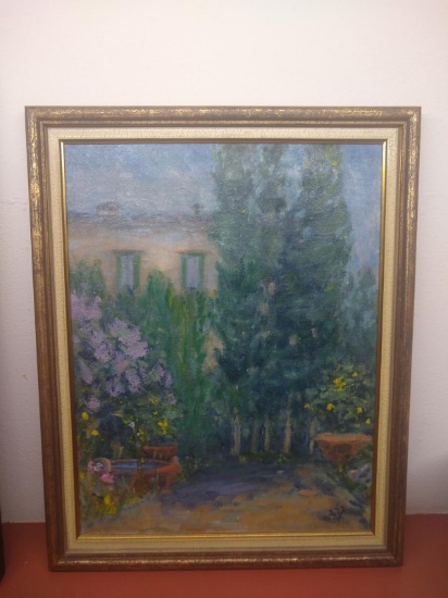 Oil on Canvas - Framed - Trees In The Garden