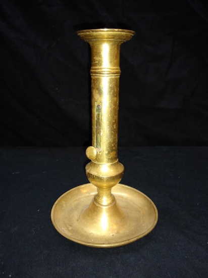 19th Century Brass Push up Candlestick