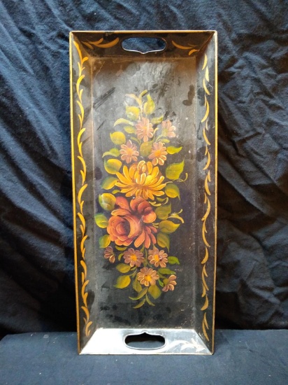 Antique Tole Painted Serving Tray