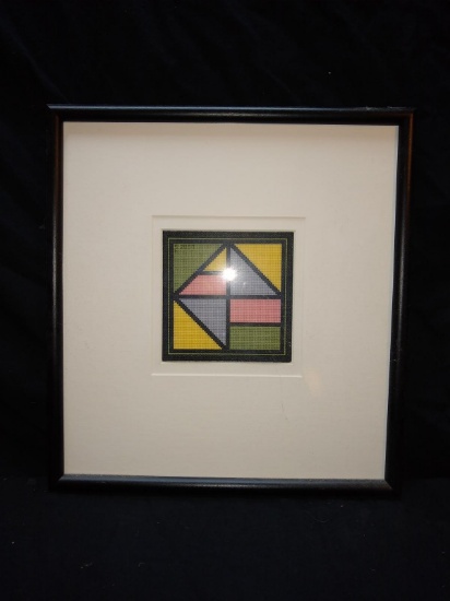 Framed and Matted Needlework-Abstract Square