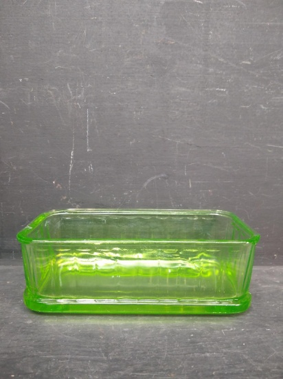 Vintage Green Depression Vaseline Refridgerator Jar-no lid