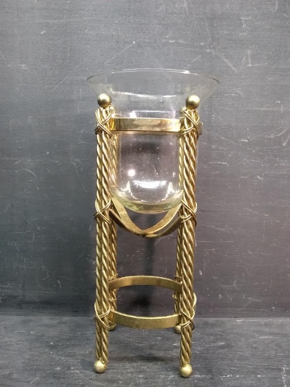 Decorative Brass Candle Stand w/ Twisted Legs