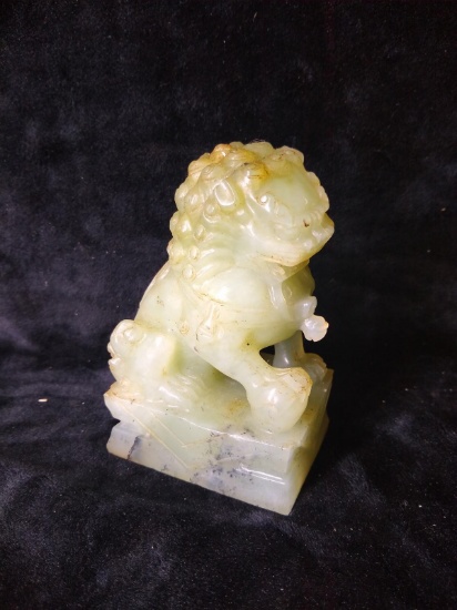 Vintage Carved Jade Lion