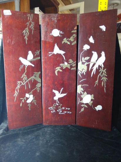 Collection 3 Lacquered and Inlaid Chinese Style Plaques