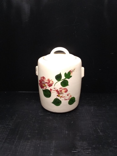 Antique Hand painted Pottery Cookie JAr