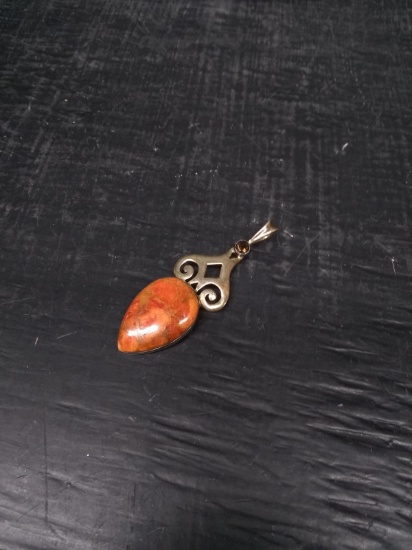 Jewelry-Sterling Silver Pendant with Mexican Fire Opal