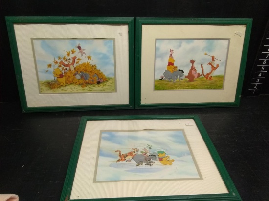 (3) Framed and Matted Prints-Winnie the Pooh and Friends (3)