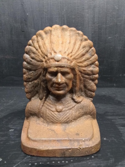 Antique Cast Iron Indian Chief Doorstop