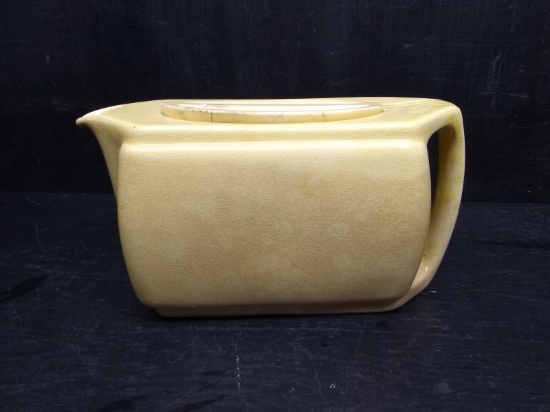Vintage Art Deco Yellow Flat Top Teapot
